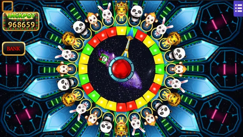 Forest Dance wheel mid-round with BANK showing in the corner and the jackpot at 968659