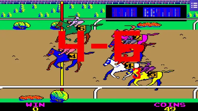King Derby result screen with a large red 4-6 over the finishing line