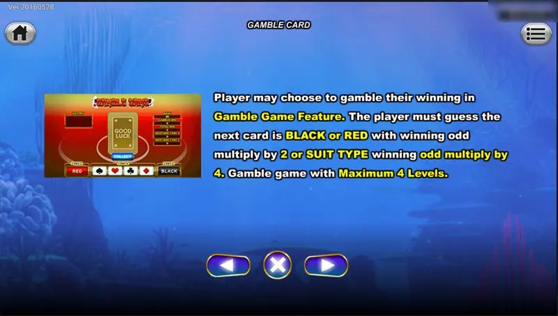 Golden Whale gamble card screen: guess red or black for double, or suit for four times, maximum 4 levels