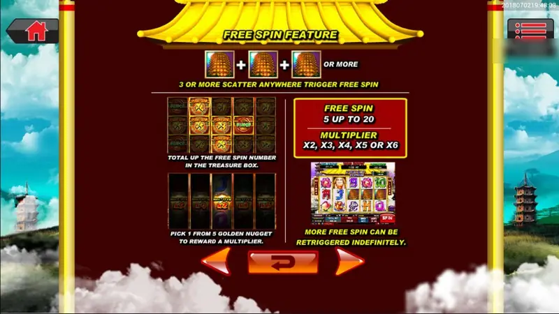 Great Stars free spin feature: pick one of five golden nuggets for a multiplier of x2 to x6, 5 up to 20 free spins